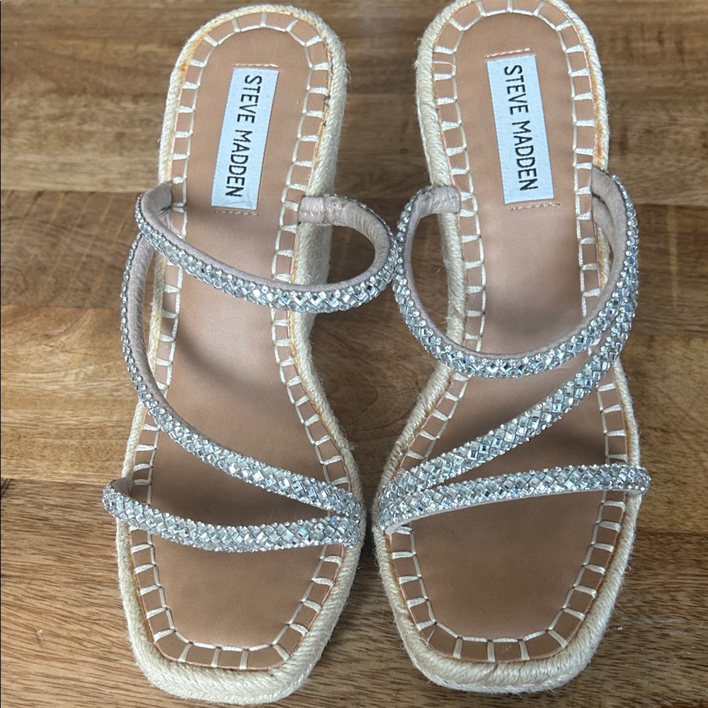 Steve Madden Silver Espadrille Sandals